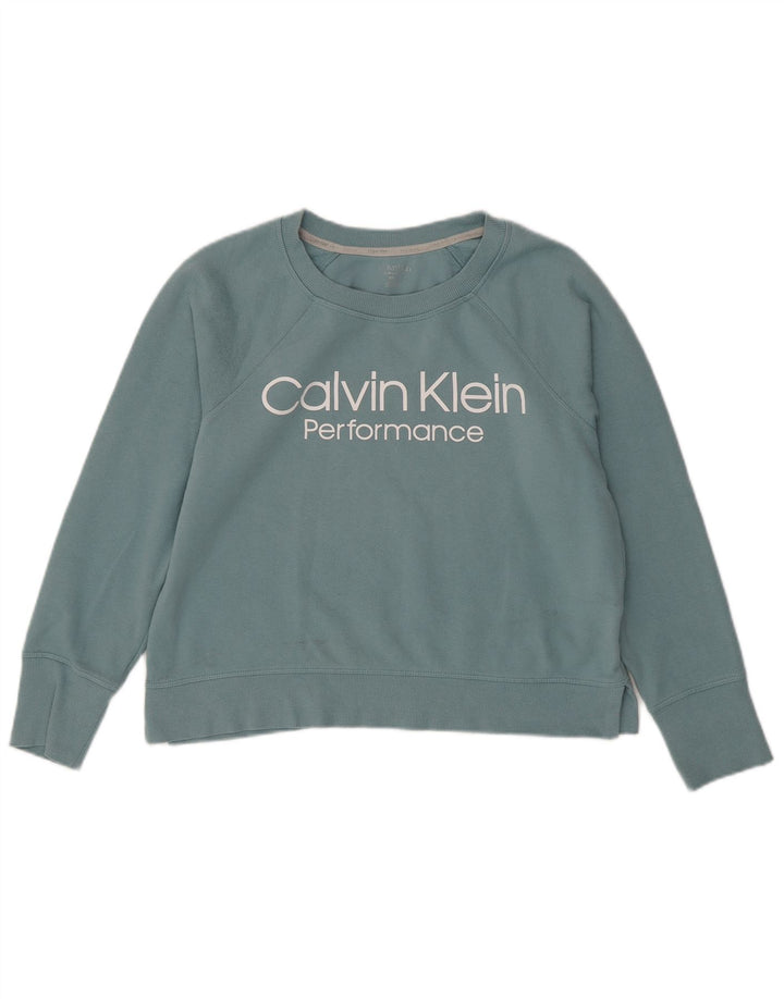 CALVIN KLEIN Womens Oversized Sweatshirt Jumper UK 10 Small Green