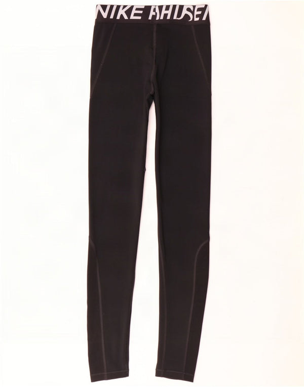 Nike Womens Dri Fit Graphic Leggings UK 8 Small Black