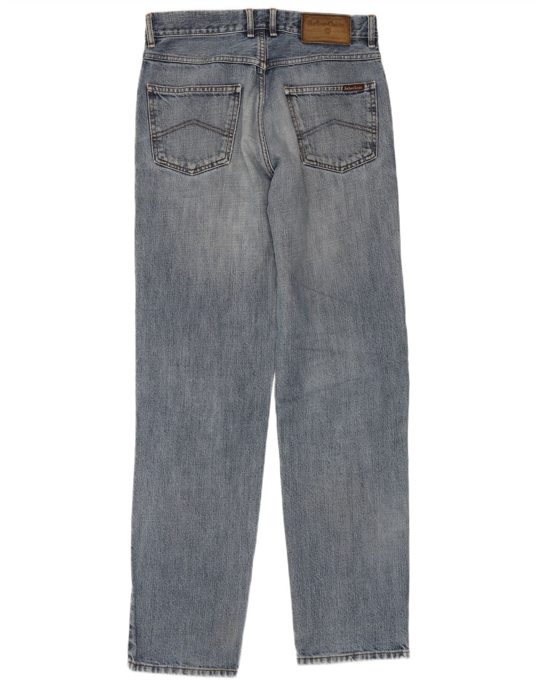 Marlboro Classics Mens Distressed Straight Jeans W32 L34 Blue Cotton
