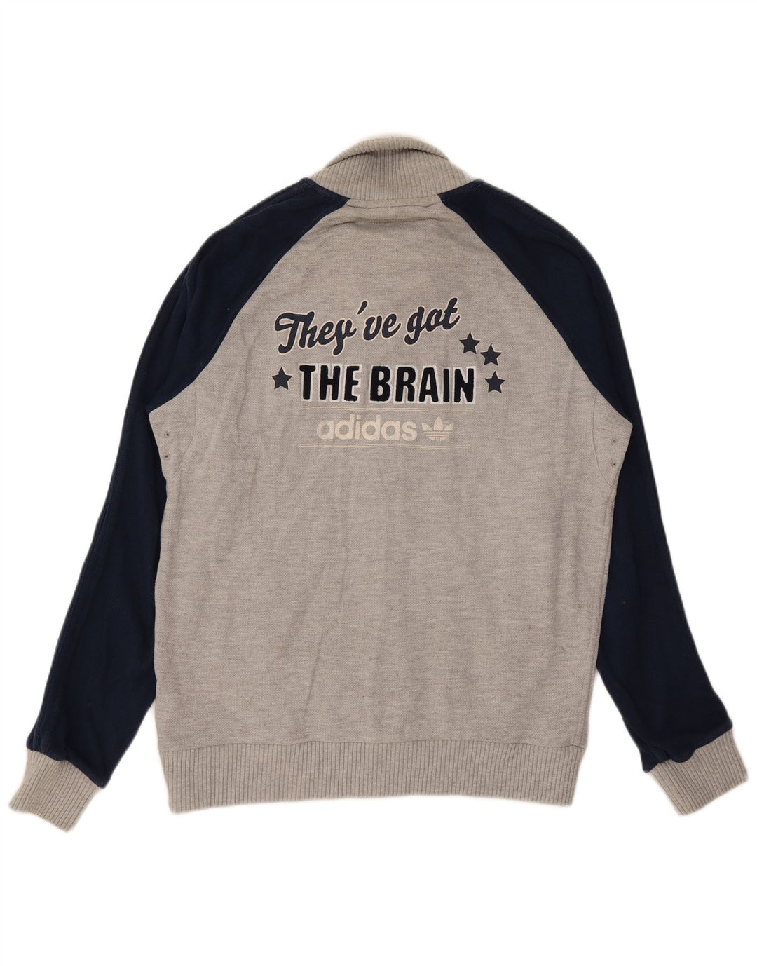 ADIDAS Mens Graphic Tracksuit Top Jacket Large Grey Colourblock Cotton