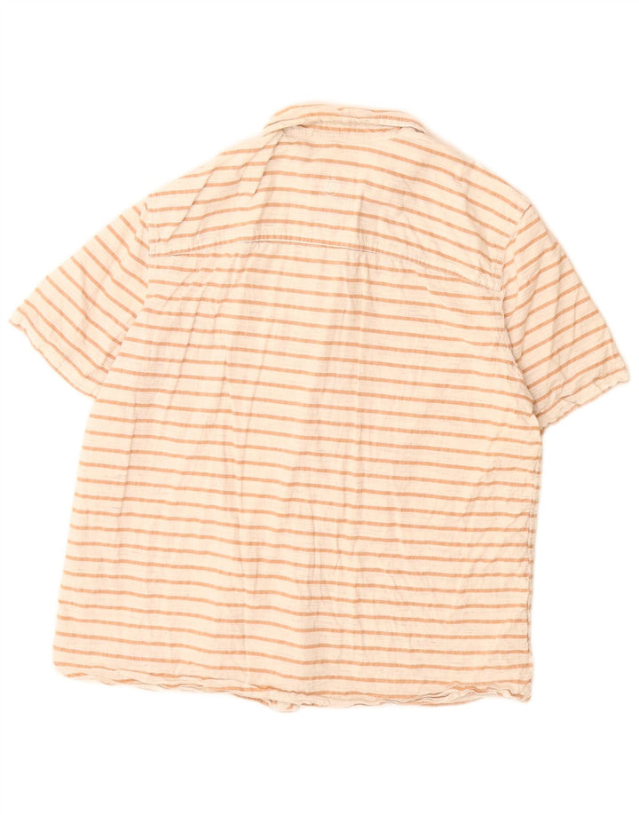 Fat Face Mens Short Sleeve Shirt Large White Striped Cotton