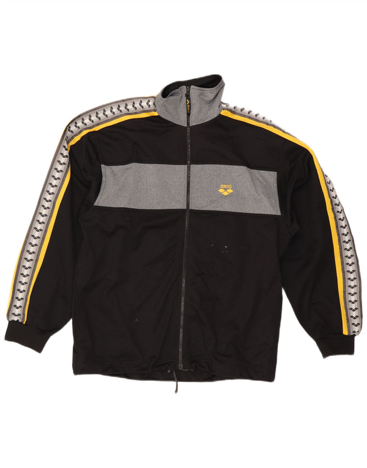ARENA Mens Graphic Tracksuit Top Jacket Large Black Colourblock