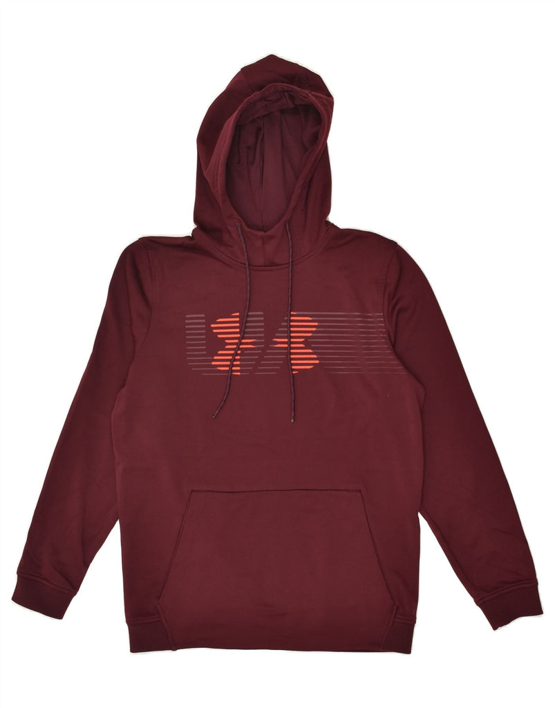 UNDER ARMOUR Mens Cold Gear Graphic Hoodie Jumper Small Burgundy | Vintage Under Armour | Thrift | Second-Hand Under Armour | Used Clothing | Messina Hembry 