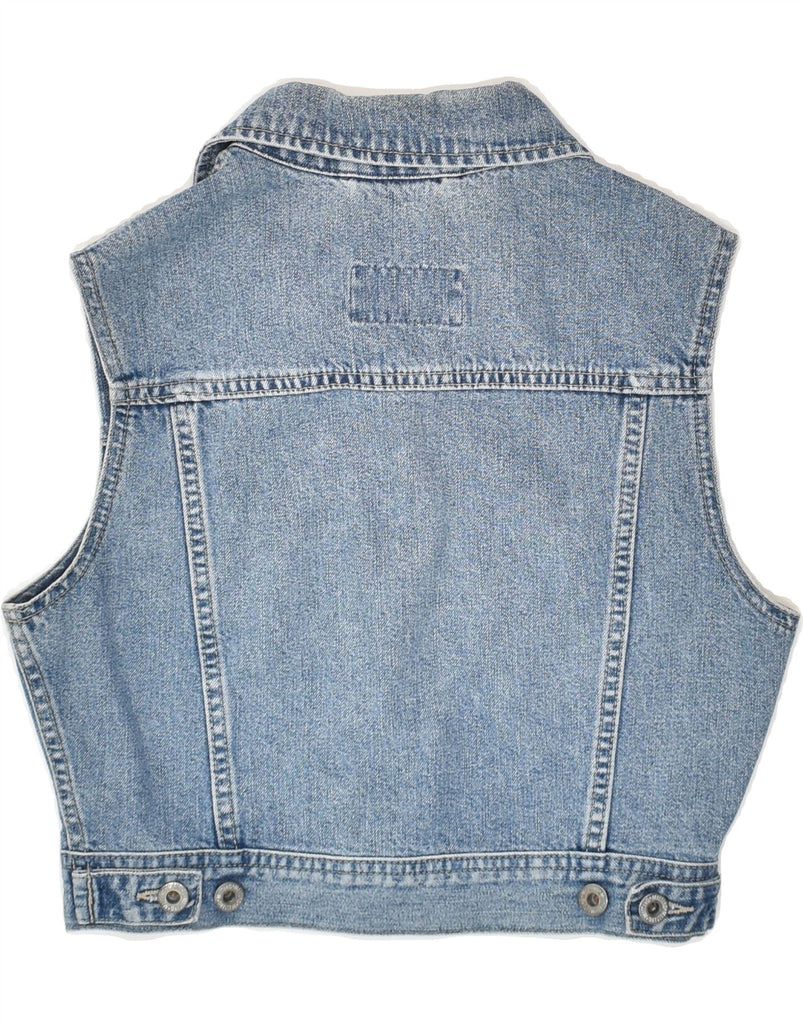 MUSTANG Womens Crop Denim Gilet UK 10 Small Blue Cotton | Vintage Mustang | Thrift | Second-Hand Mustang | Used Clothing | Messina Hembry 