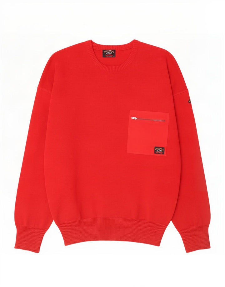 Paul & Shark Mens Crew Neck Jumper Sweater Large Red