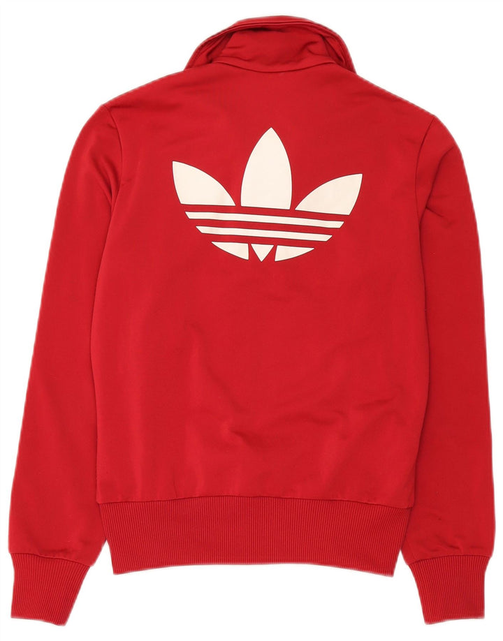 Adidas Womens Graphic Tracksuit Top Jacket EU 36 Small Red Polyester