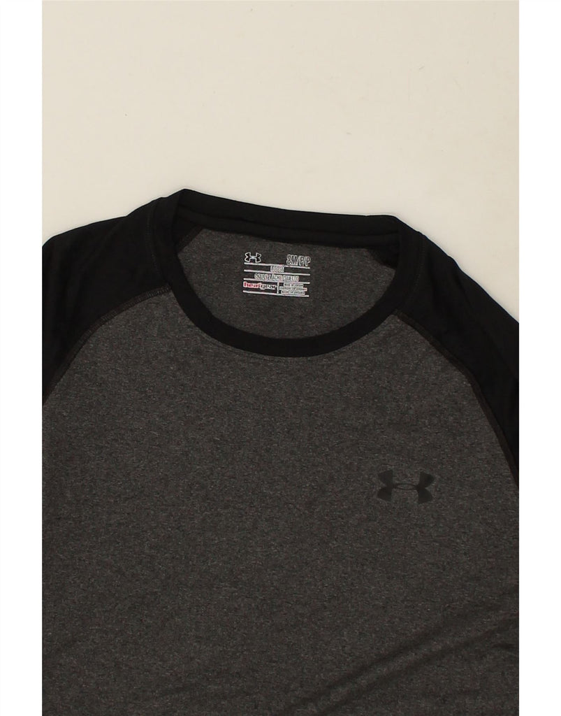 UNDER ARMOUR Mens Heat Gear Top 3/4 Sleeve Small Grey Colourblock | Vintage Under Armour | Thrift | Second-Hand Under Armour | Used Clothing | Messina Hembry 