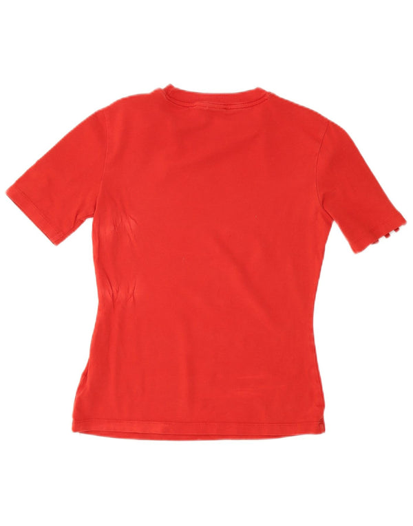 Adidas Womens T-Shirt Top UK 12 Medium Red Cotton