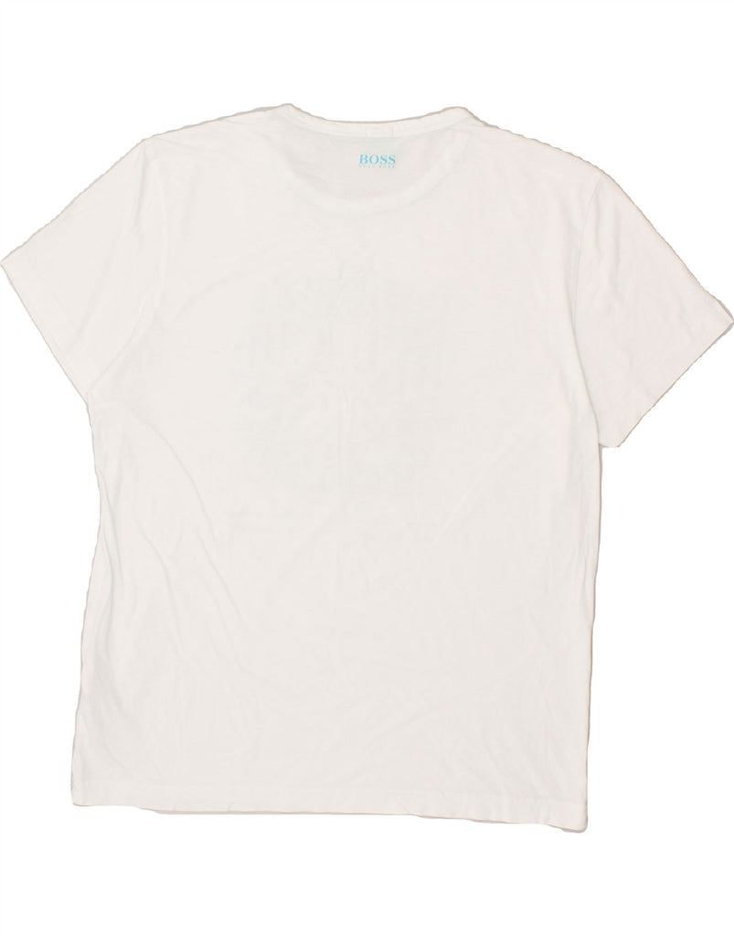 HUGO BOSS Womens Regular Fit Graphic T-Shirt Top UK 16 Large White Cotton | Vintage Hugo Boss | Thrift | Second-Hand Hugo Boss | Used Clothing | Messina Hembry 