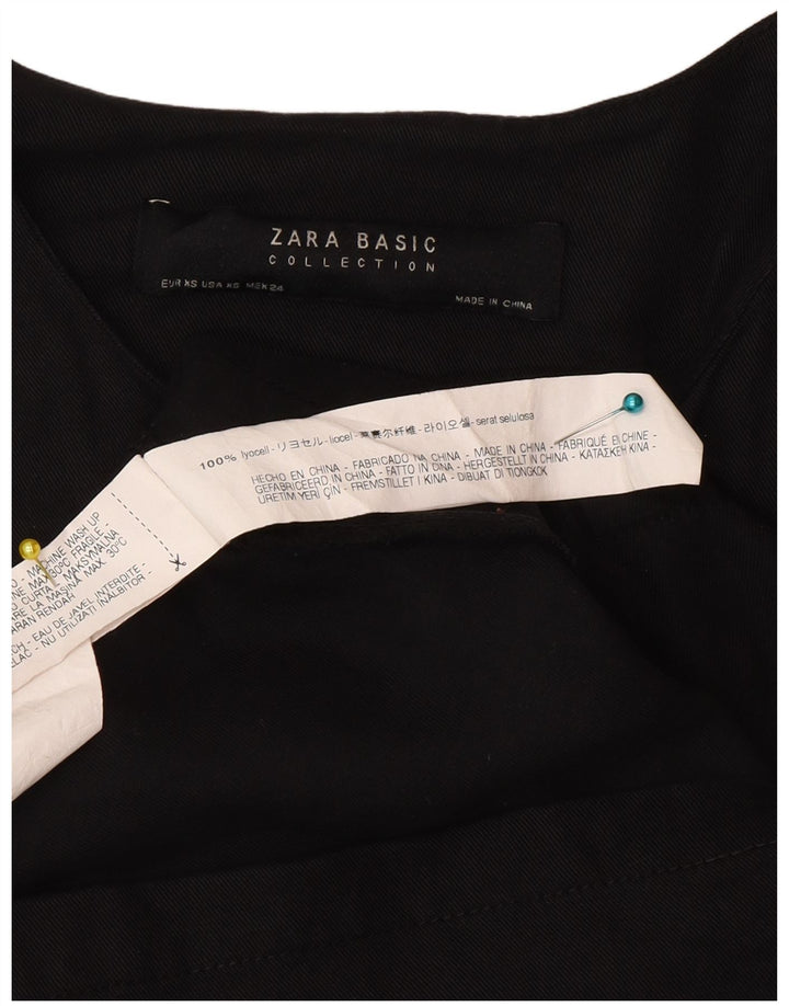 Zara Womens Full Zip Blazer Jacket UK 6 XS Black Lyocell