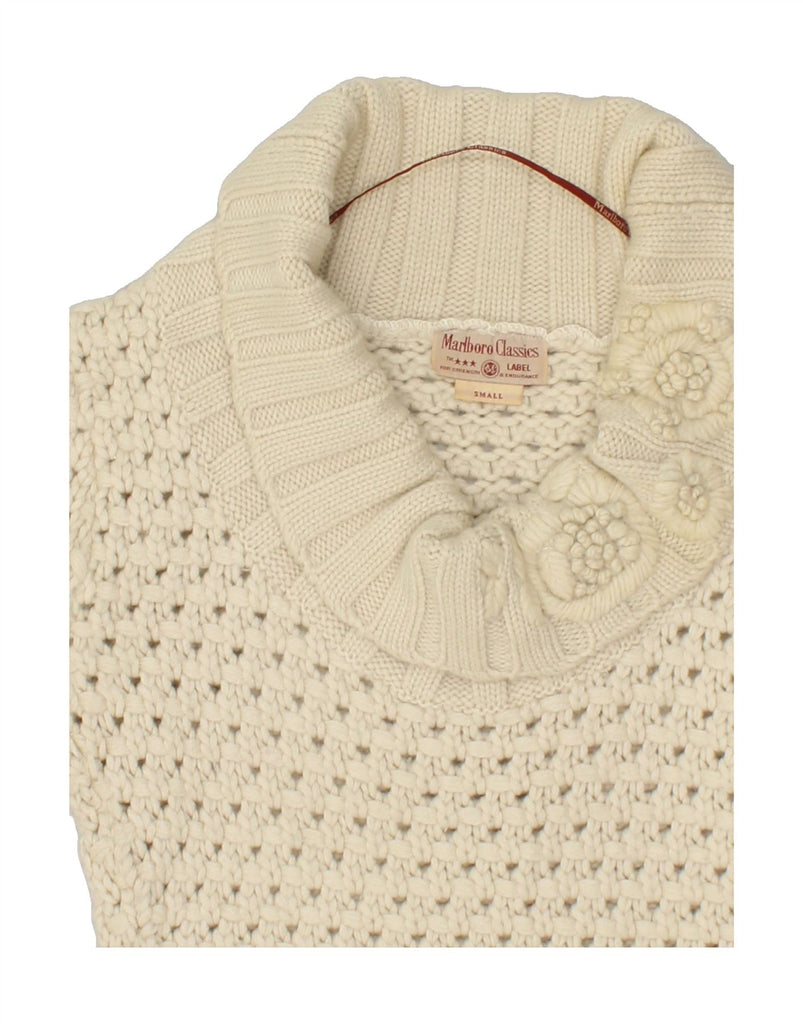 MARLBORO CLASSICS Womens Roll Neck Jumper Sweater UK 10 Small Beige Floral | Vintage Marlboro Classics | Thrift | Second-Hand Marlboro Classics | Used Clothing | Messina Hembry 