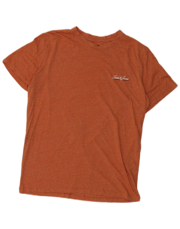 Jack & Jones Mens T-Shirt Top Large Orange Flecked Cotton