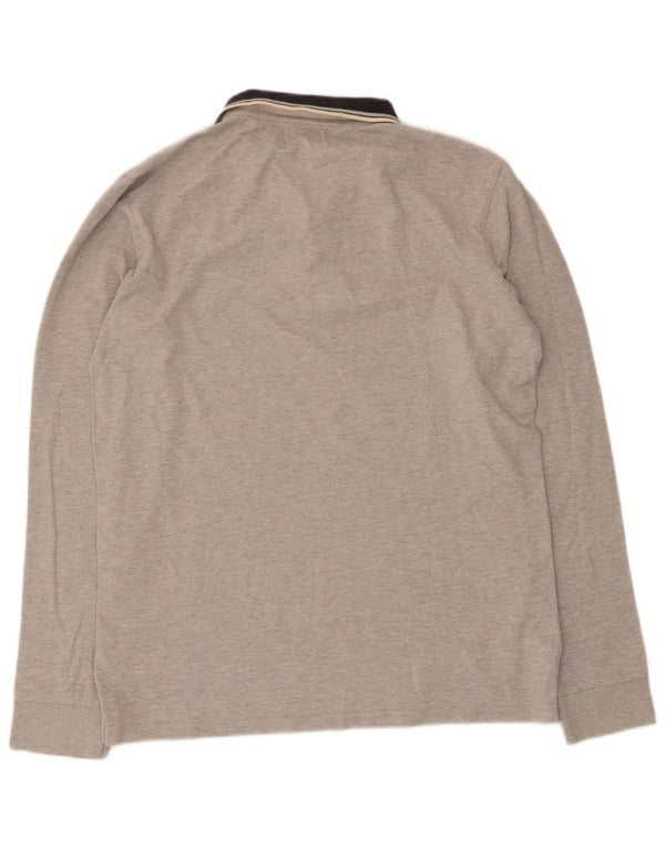 Kappa Mens Long Sleeve Polo Shirt 2XL Grey Flecked Cotton