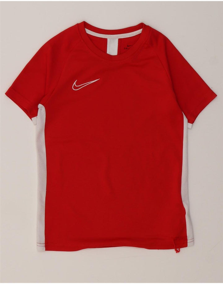 NIKE Boys Dri Fit T-Shirt Top 8-9 Years Small  Red Colourblock Polyester