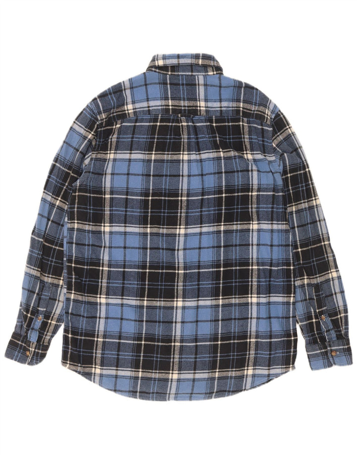 Chaps Mens Flannel Shirt Medium Blue Check Cotton