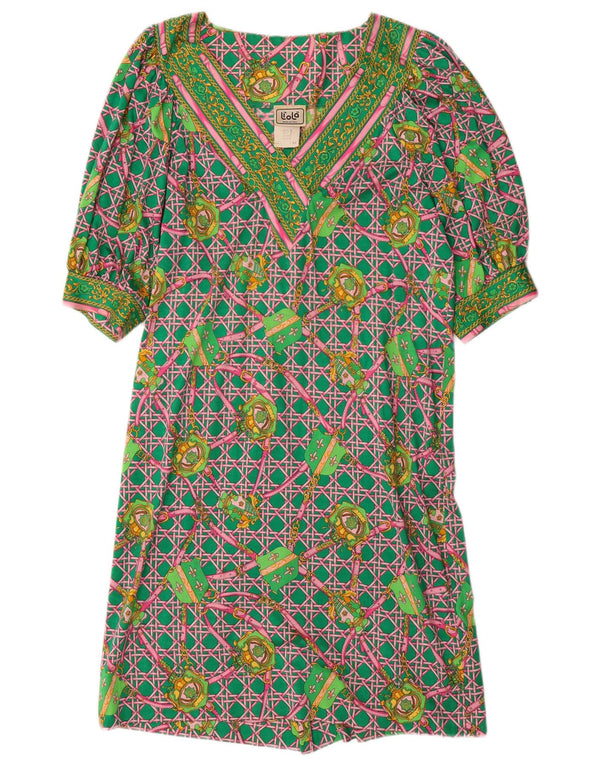 LIOLA Womens Oversized Abstract Pattern Shift Dress UK 10 Small Green