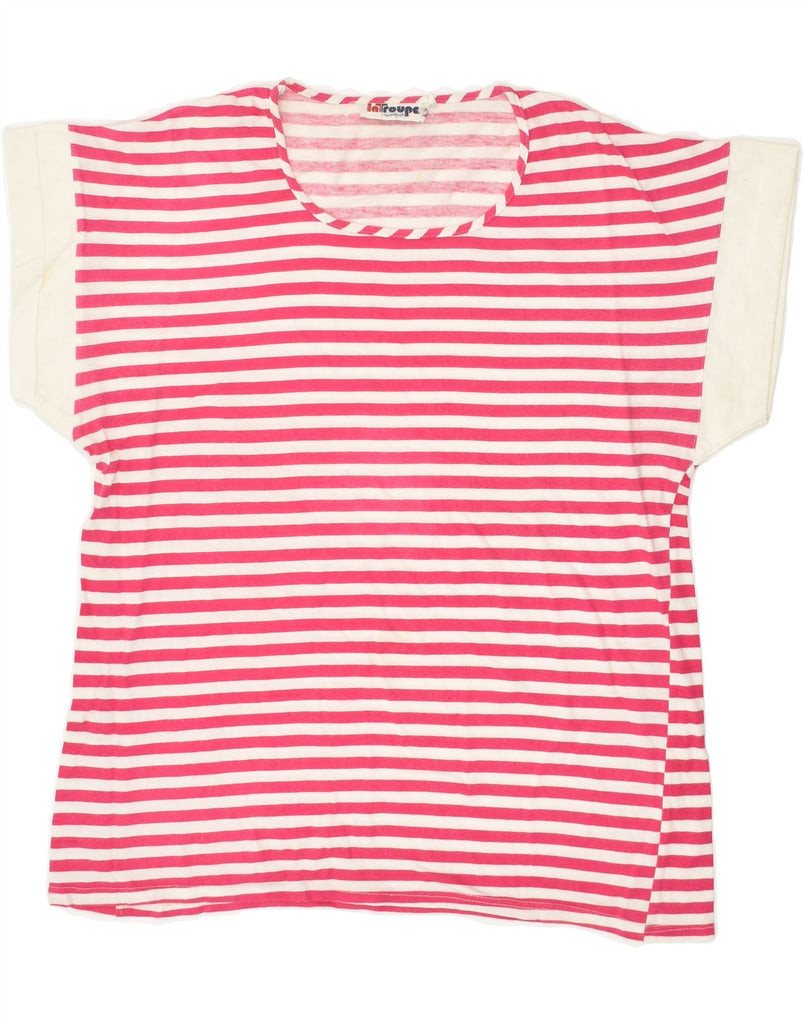 VINTAGE Womens T-Shirt Top IT 46 Large Pink Striped | Vintage Vintage | Thrift | Second-Hand Vintage | Used Clothing | Messina Hembry 