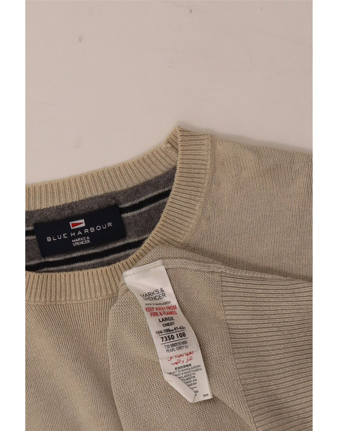 Marks & Spencer Mens Crew Neck Jumper Sweater UK 41/43 Large Grey