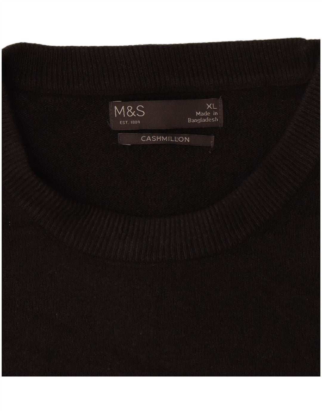 Marks & Spencer Mens Crew Neck Jumper Sweater XL Black Acrylic