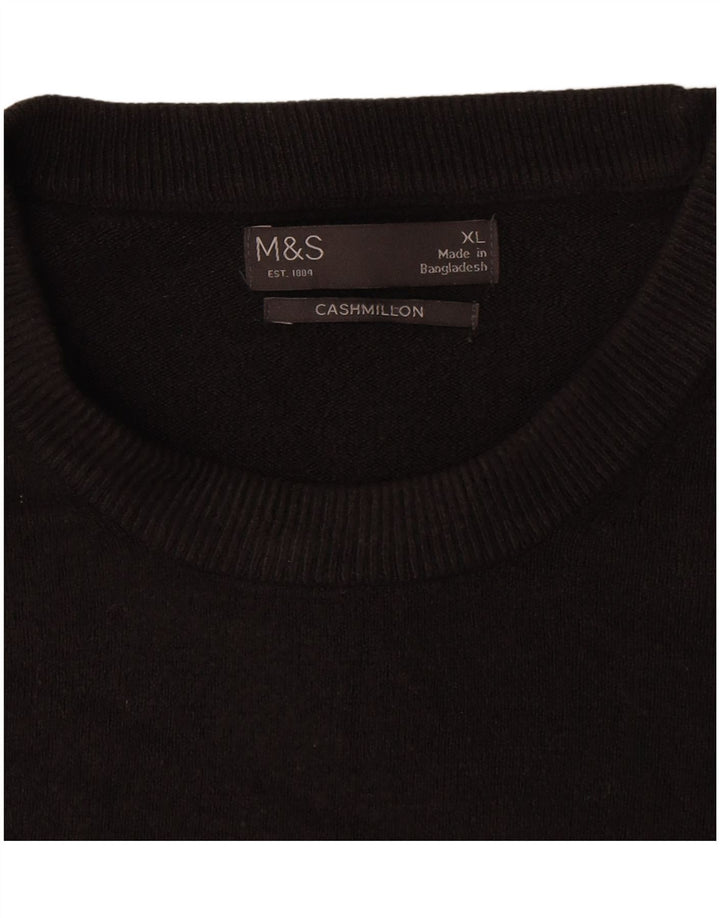 Marks & Spencer Mens Crew Neck Jumper Sweater XL Black Acrylic