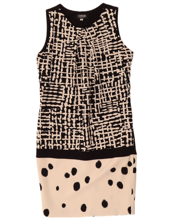 Coveri Womens Sleeveless Sheath Dress IT 42 Medium Black Check Polyester