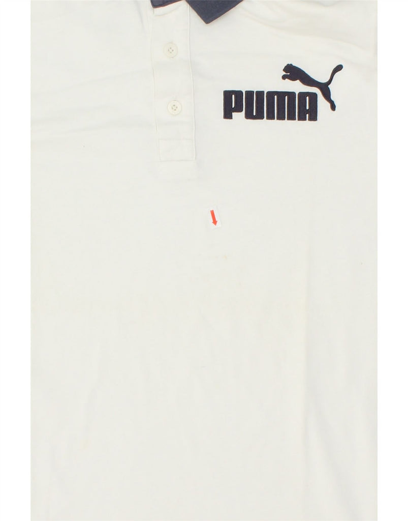 PUMA Mens Graphic Polo Shirt Large White Cotton | Vintage Puma | Thrift | Second-Hand Puma | Used Clothing | Messina Hembry 