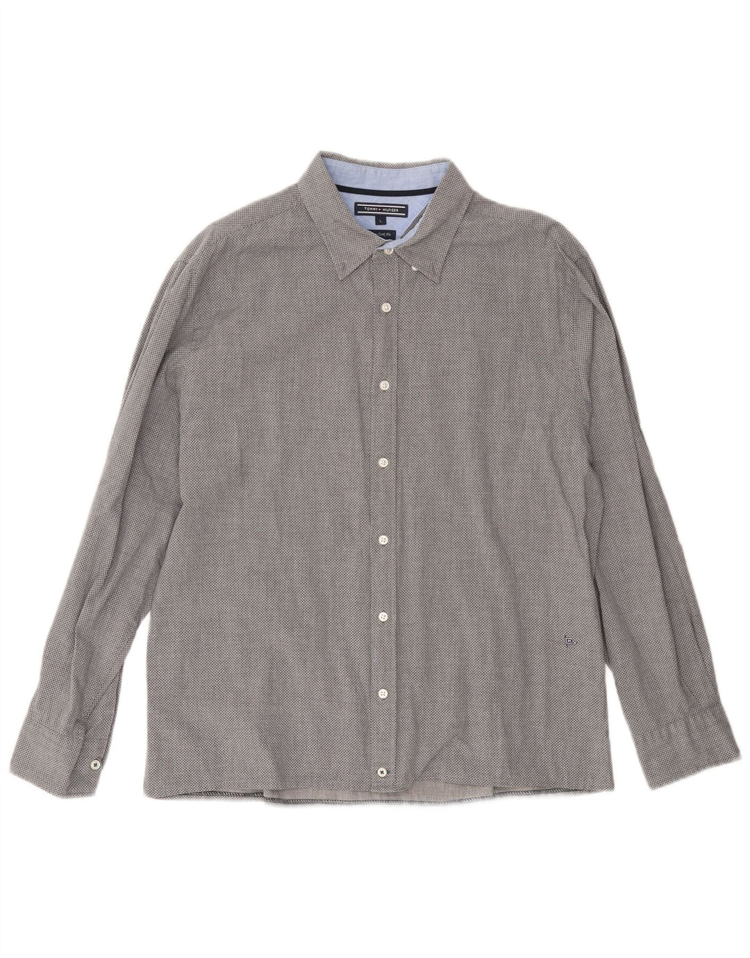 TOMMY HILFIGER Mens New York Fit Shirt Large Grey Spotted