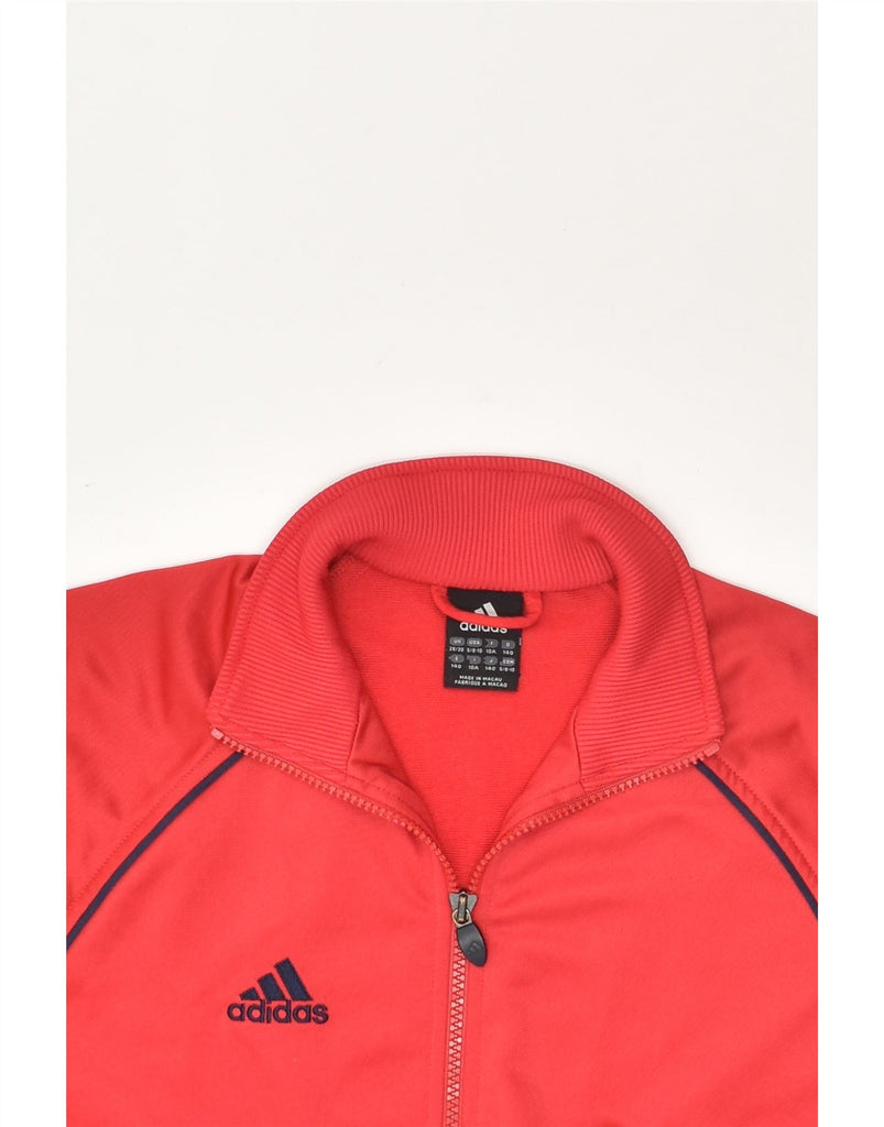 ADIDAS Boys Tracksuit Top Jacket UK 28/30 9-10 Years Red Polyester | Vintage Adidas | Thrift | Second-Hand Adidas | Used Clothing | Messina Hembry 