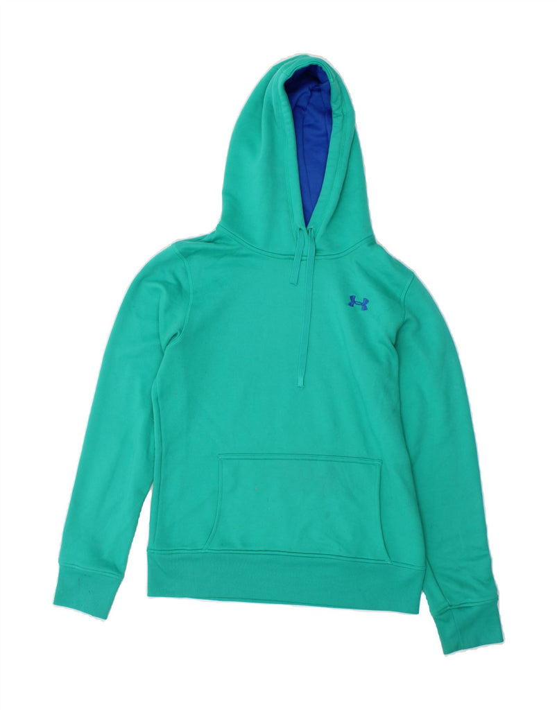 UNDER ARMOUR Womens Hoodie Jumper UK 12 Medium Turquoise Cotton | Vintage Under Armour | Thrift | Second-Hand Under Armour | Used Clothing | Messina Hembry 