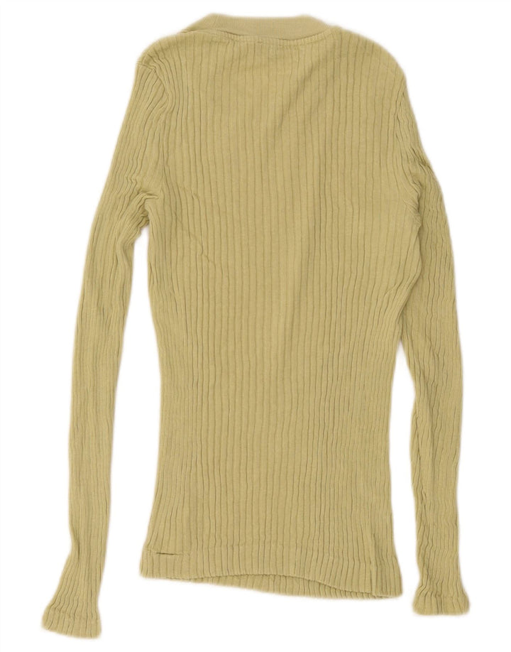 Massimo Dutti Mens Crew Neck Jumper Sweater XS Yellow Cotton
