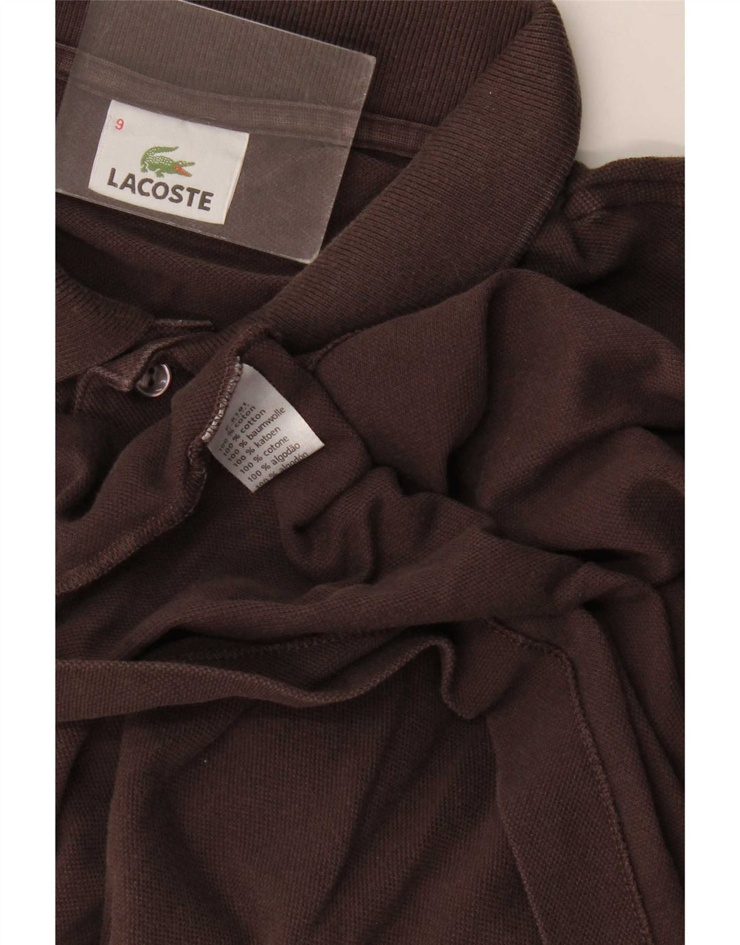 Lacoste Mens Polo Shirt Size 9 4XL Brown Cotton