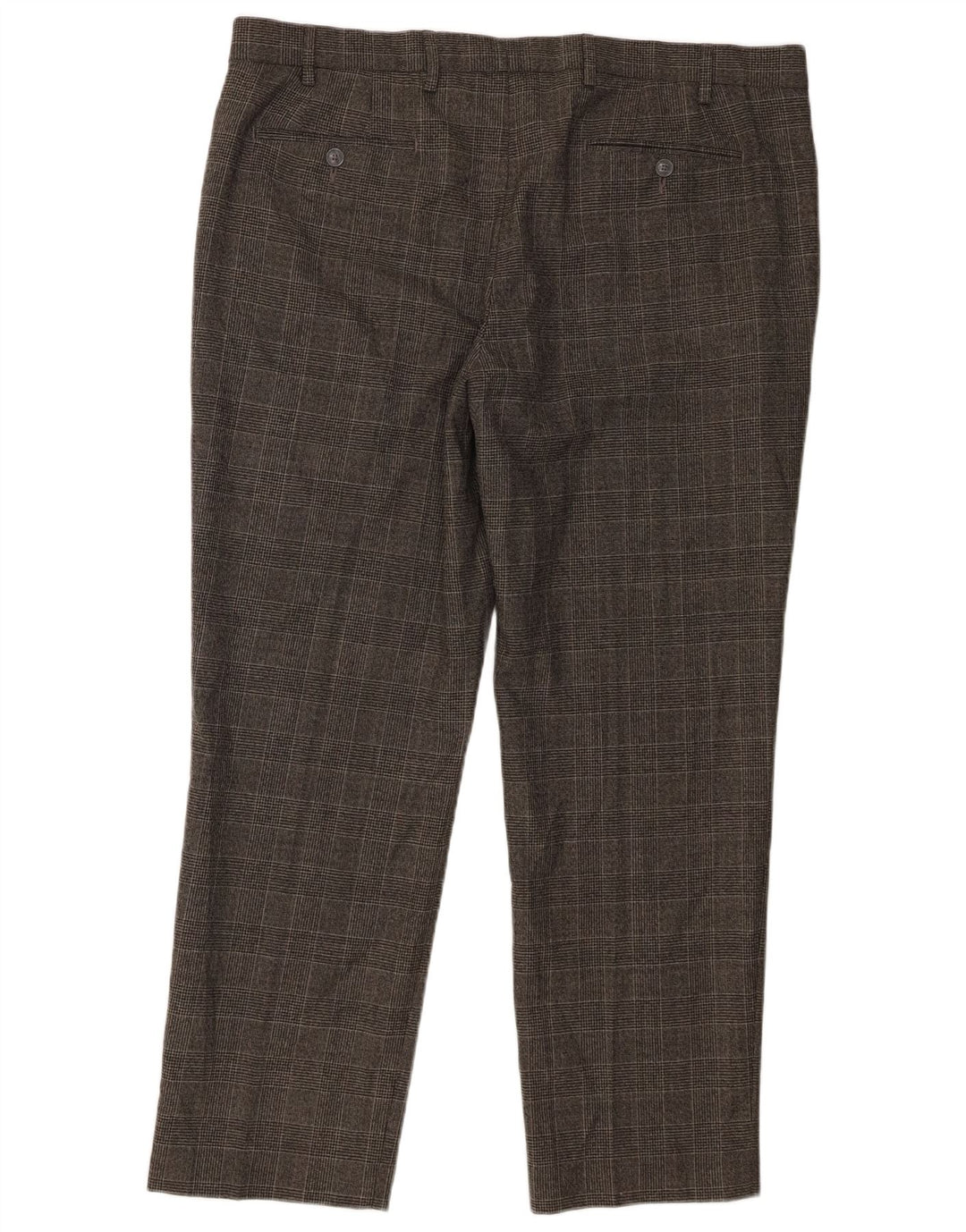 Marks & Spencer Mens Straight Regular Fit Suit Trousers W40 L29 Grey Check