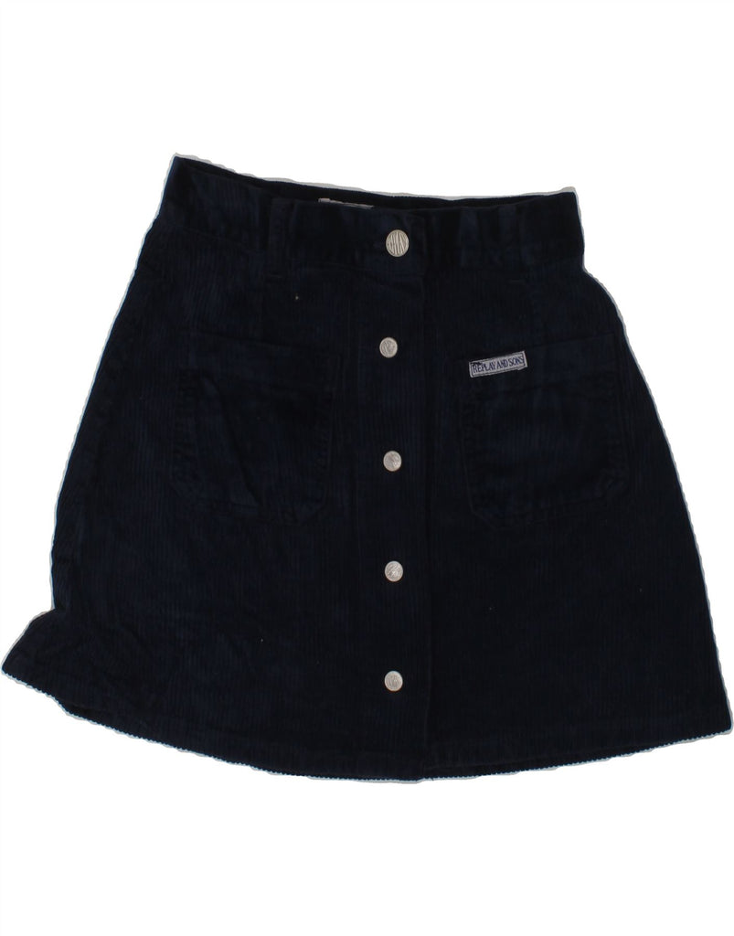 REPLAY AND SONS Girls Corduroy Skirt 6-7 Years W22 Navy Blue Vintage Replay and Sons and Second-Hand Replay and Sons from Messina Hembry 