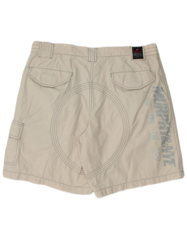 Murphy & Nye Mens Graphic Cargo Shorts W38 XL White Cotton