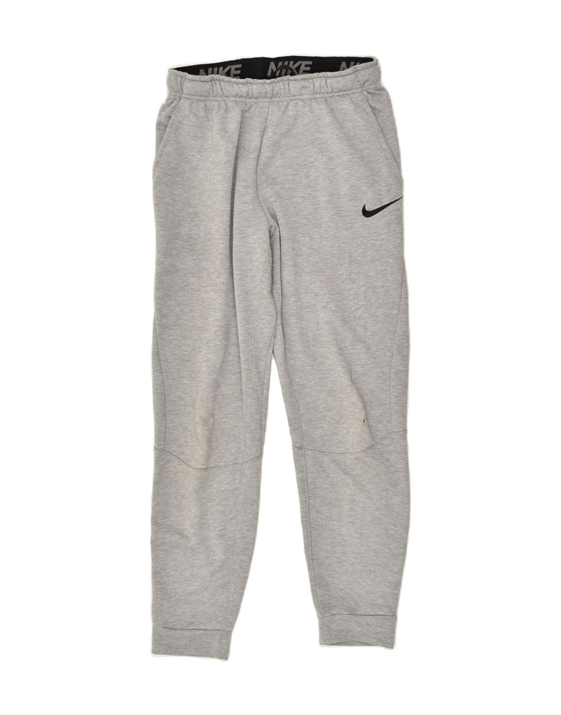 NIKE Mens Dri Fit Tracksuit Trousers Joggers Small Grey Cotton | Vintage Nike | Thrift | Second-Hand Nike | Used Clothing | Messina Hembry 
