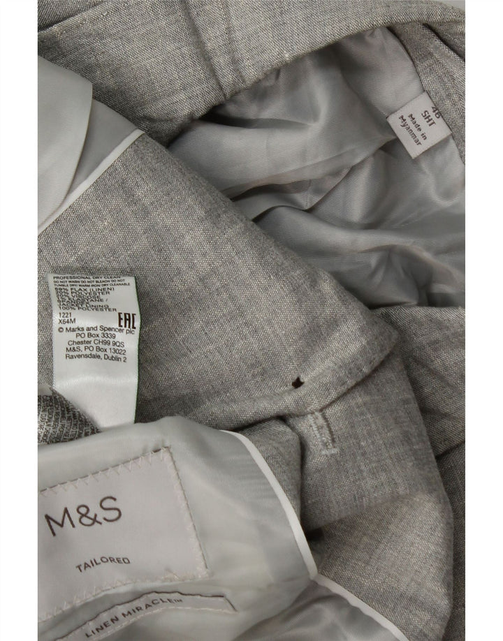 Marks & Spencer Mens 2 Button Blazer Jacket IT 48 Medium Grey Linen