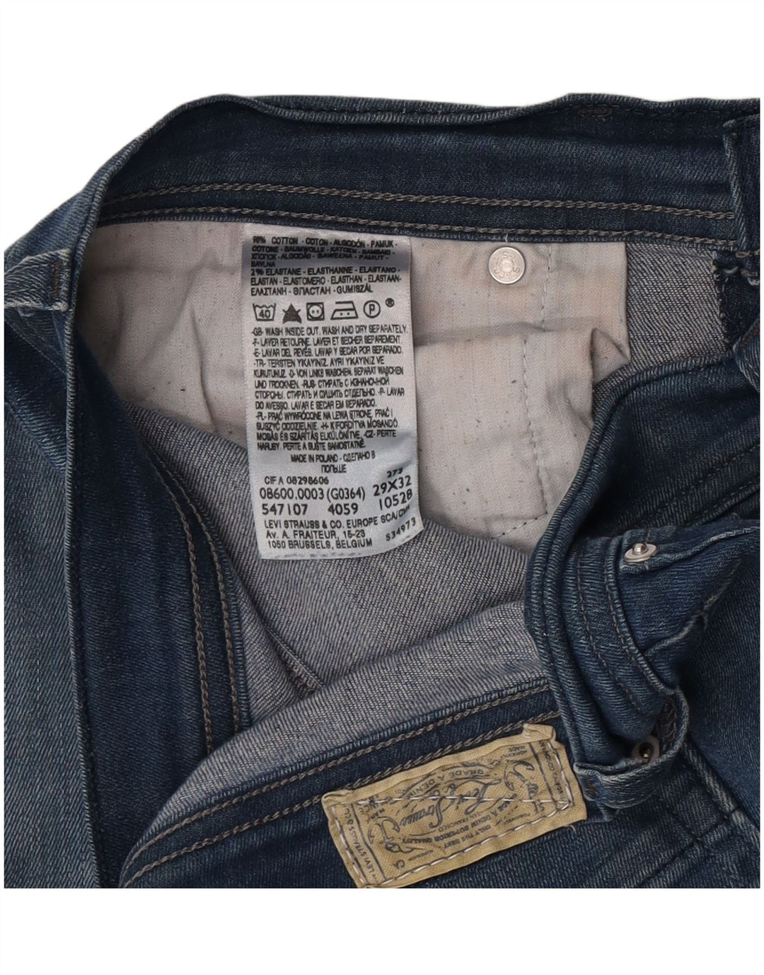 Levi's Womens Skinny Jeans W29 L32 Blue Cotton