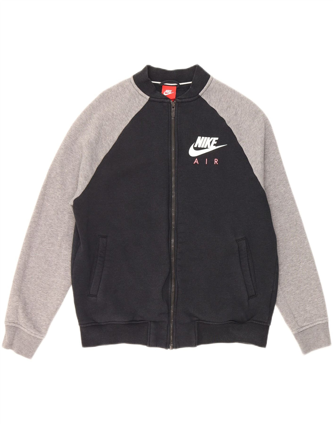 NIKE Womens Graphic Tracksuit Top Jacket UK 14 Medium Black Colourblock