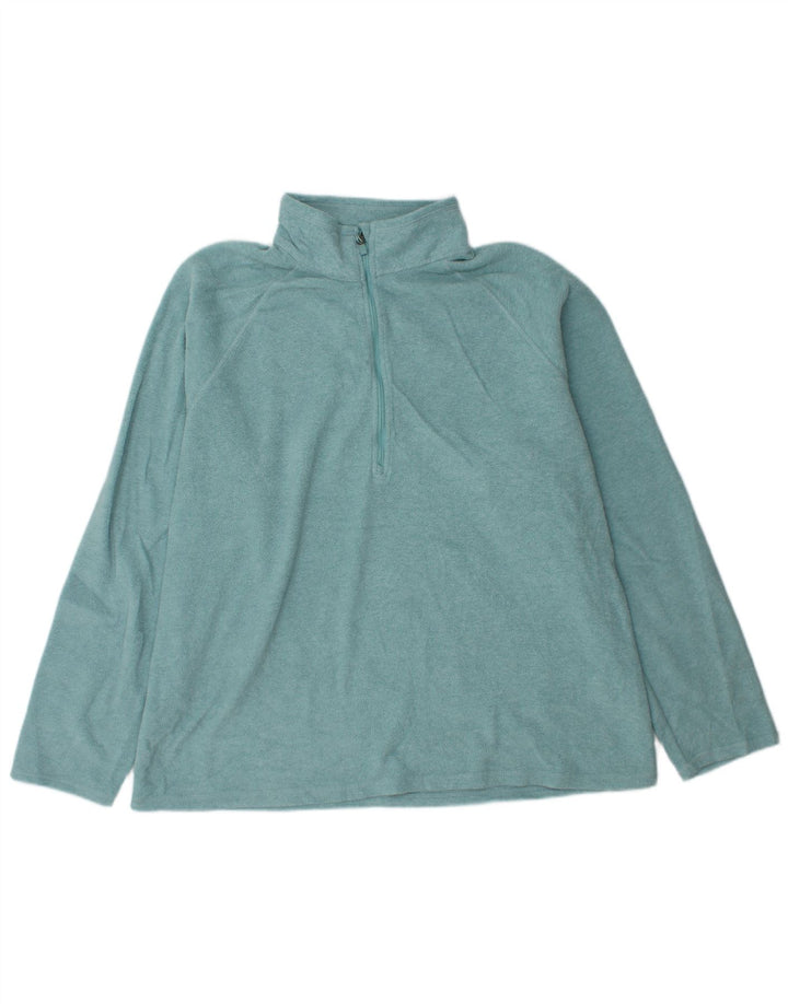 EDDIE BAUER Womens Zip Neck Fleece Jumper UK 20 2XL Turquoise Polyester
