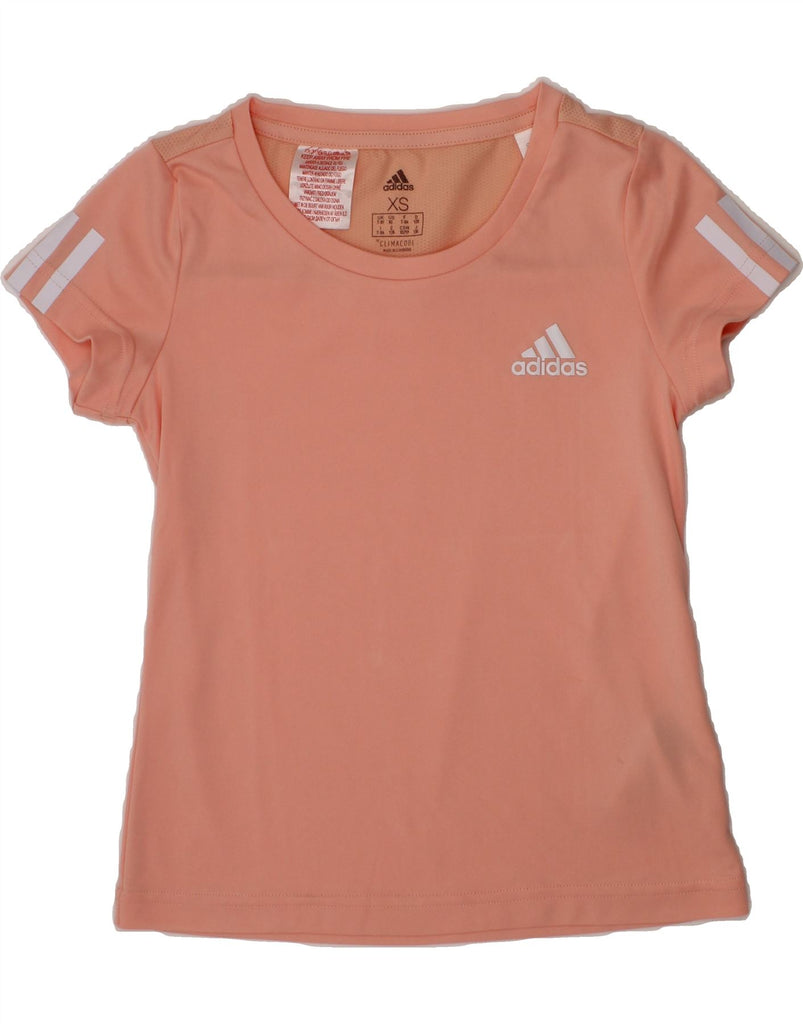 ADIDAS Girls Climacool T-Shirt Top 7-8 Years XS Pink Polyester Sports Vintage Adidas and Second-Hand Adidas from Messina Hembry 