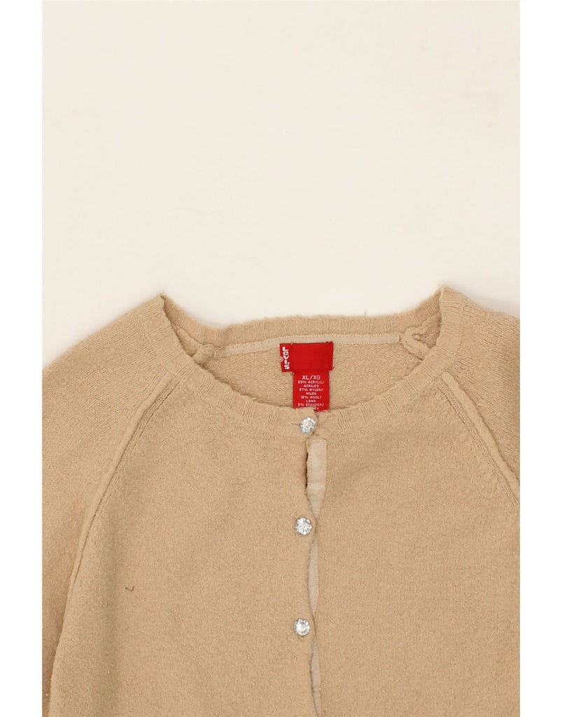 LEVI'S Girls Cardigan Sweater 11-12 Years XL Beige Acrylic Vintage Levi's and Second-Hand Levi's from Messina Hembry 