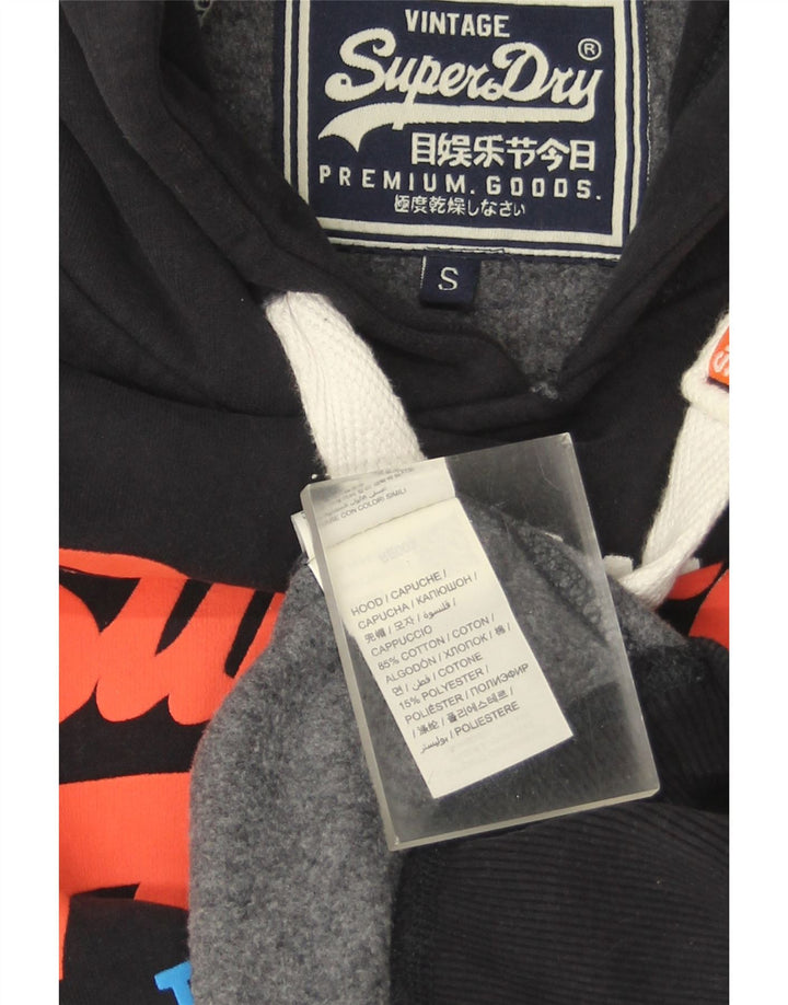 Superdry Mens Graphic Hoodie Jumper Small Black Cotton