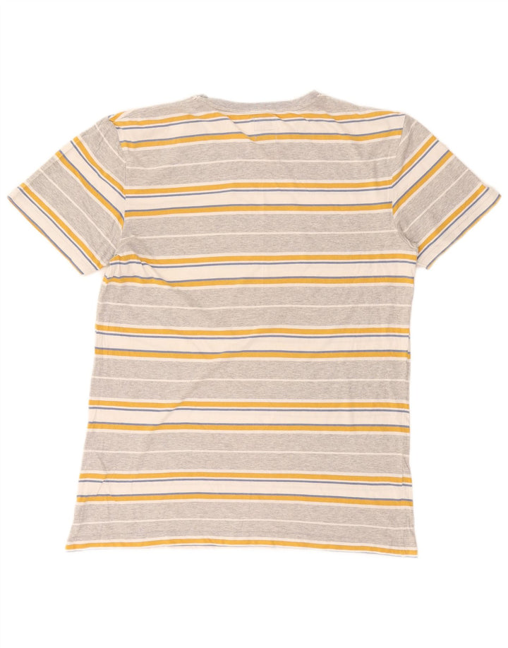 Quiksilver Mens T-Shirt Top Medium Grey Striped Cotton