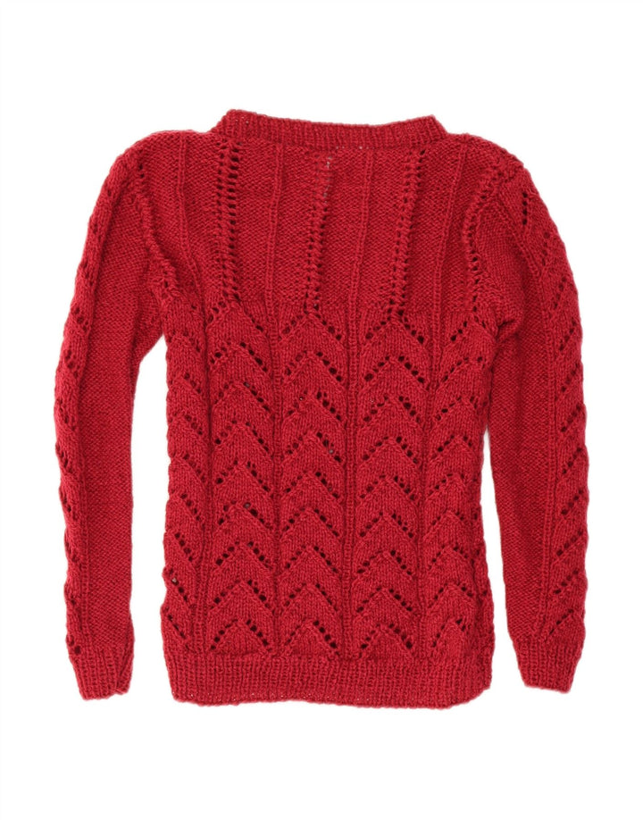 VINTAGE Womens Boat Neck Jumper Sweater UK 10 Small Red