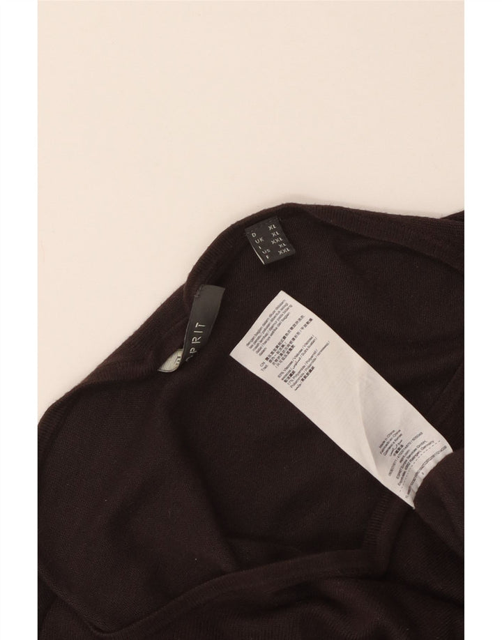 Esprit Womens Longline Oversized T-Shirt Top UK 18 XL Brown Viscose