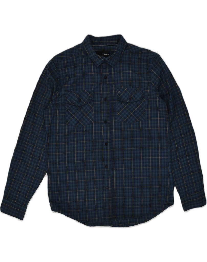 HURLEY Mens Shirt Medium Navy Blue Check Polyester | Vintage Hurley | Thrift | Second-Hand Hurley | Used Clothing | Messina Hembry 