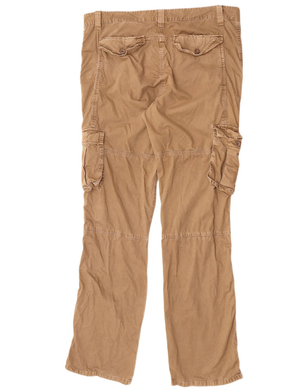 Mac Mens Straight Cargo Trousers W40 L38 Brown Cotton