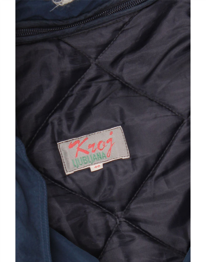 Vintage Mens Hooded Loose Fit Padded Jacket EU 46 Small Navy Blue