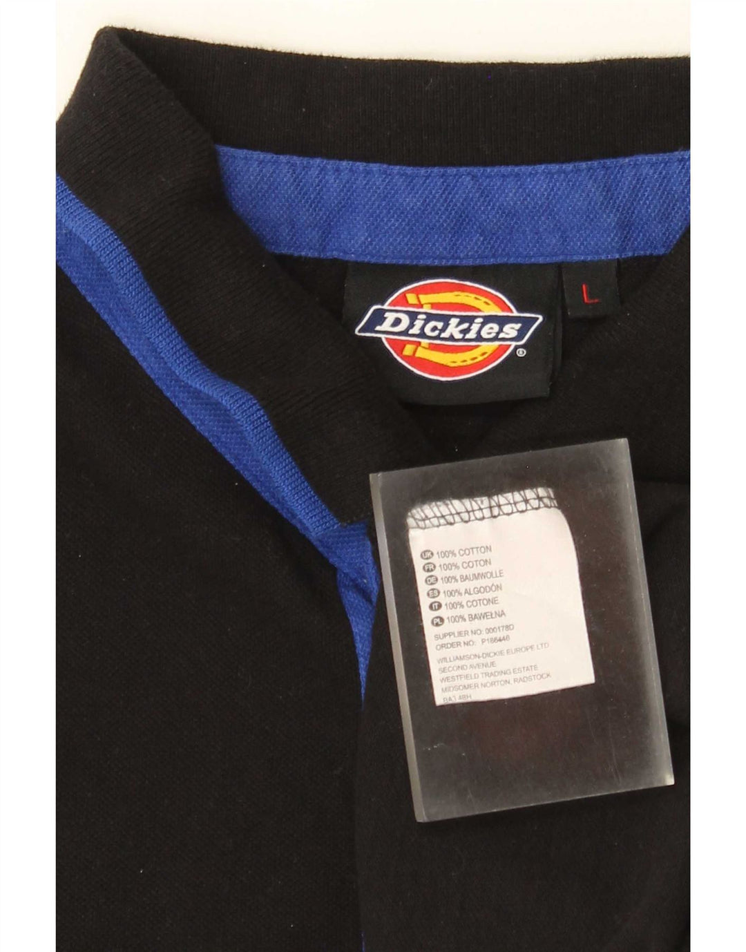 Dickies Mens Polo Shirt Large Black Cotton