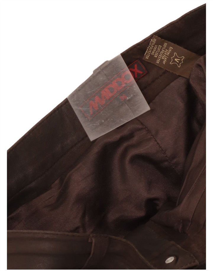 Maddox Mens Leather Trousers W36 L28 Brown Leather
